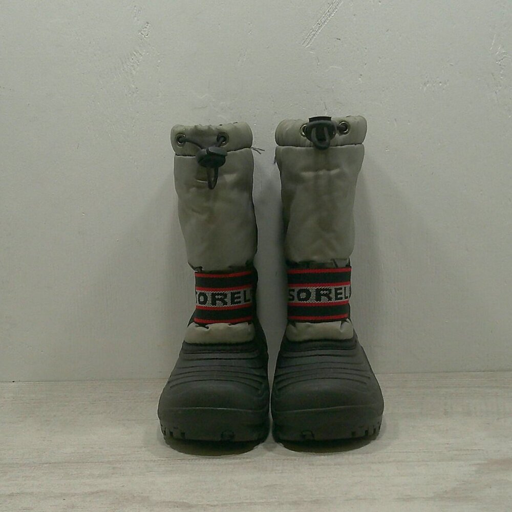 Sorel Youth Cub Waterproof Winter Snow Boots Gray Red Insulated w/inserts SZ 13